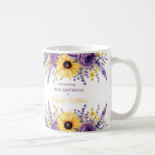 Purple floral 60th birthday party coffee mug