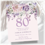 Purple Floral 80th Budget Birthday Invitation<br><div class="desc">Looking for the perfect affordable invitation for your upcoming 80th birthday bash? Look no further than stunning mauve purple floral budget invitations! With a beautiful design featuring a cascade of flowers on a pastel dusty pink background and a modern font, these invitations will impress all your guests. They are available...</div>