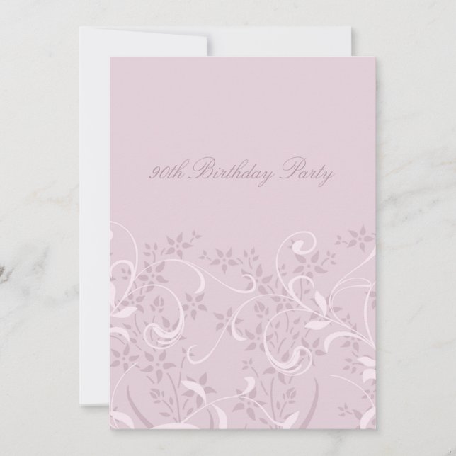 Purple Floral 90th Birthday Party Invitations (Front)