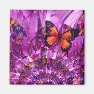 Purple Floral Abstract Nature Art Fridge Magnet