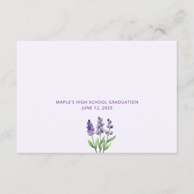 Purple Floral Advice for the Graduate Graduation  Enclosure Card (Back)