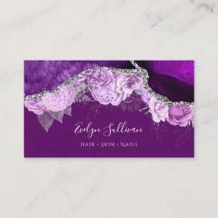 purple floral agate business card
