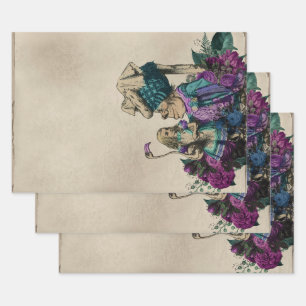 Purple Floral Alice in Wonderland with Duchess Wrapping Paper Sheet