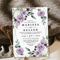 Purple Floral and Silver Geometric Elegant Wedding