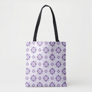 Purple floral art pattern tote bag