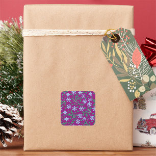 Purple Floral Art Stickers