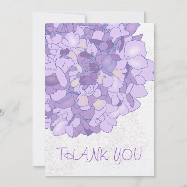Purple Floral Art Thank You Flat Notes (Front)