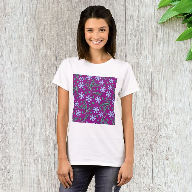 Purple Floral Art Womens T-Shirt (Creator Uploaded)