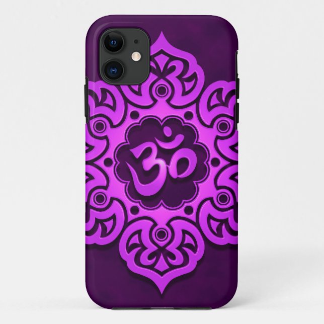 Purple Floral Aum Design Case-Mate iPhone Case (Back)