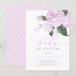 Purple Floral Baby in Bloom Shower Girl Invitation