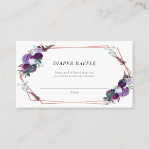 Purple Floral Baby Shower Diaper Raffle Card