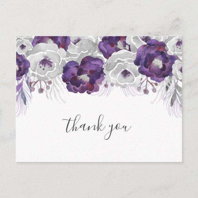 Purple Floral baby shower poem thank you Postcard (Front)
