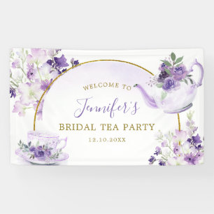 Purple Floral Baby Shower Tea Party Large Banner