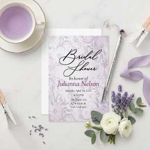Purple floral background invitation