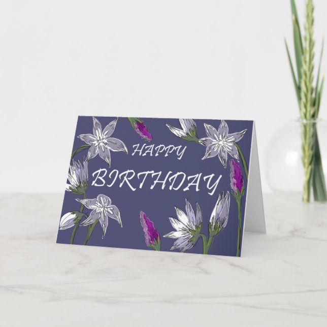 Purple Floral Birthday Card (Front)