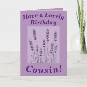 Purple Floral Birthday Card for Cousin