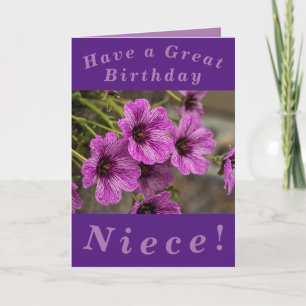 Purple Floral Birthday Card for Niece
