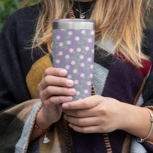 Purple Floral Birthday Insulated Tumbler