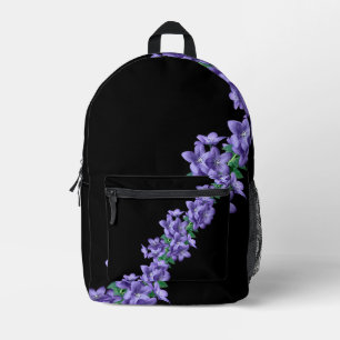 Purple Floral Black Backpack 