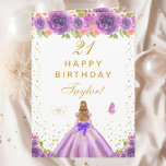 Purple Floral Blonde Hair Girl Happy Birthday Card<br><div class="desc">This elegant and glamourous birthday card can be personalised with a name or title such as daughter, granddaughter, niece, friend etc. The design features a beautiful princess with blonde hair and fair skin in a purple ball gown. The text combines handwritten script and modern sans serif fonts for a classy...</div>