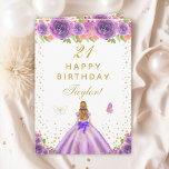 Purple Floral Blonde Hair Girl Happy Birthday Card<br><div class="desc">This elegant and glamourous birthday card can be personalised with a name or title such as daughter, granddaughter, niece, friend etc. The design features a beautiful princess with blonde hair and fair skin in a purple ball gown. The text combines handwritten script and modern sans serif fonts for a classy...</div>