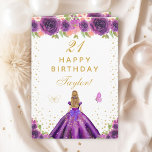 Purple Floral Blonde Hair Girl Happy Birthday Card<br><div class="desc">This elegant and glamourous birthday card can be personalised with a name or title such as daughter, granddaughter, niece, friend etc. The design features a beautiful princess with blonde hair and fair skin in a dark purple ball gown. The text combines handwritten script and modern sans serif fonts for a...</div>
