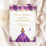 Purple Floral Blonde Hair Girl Sweet Sixteen Card<br><div class="desc">This elegant and glamourous sweet sixteen birthday card can be personalised with a name or title such as daughter, granddaughter, niece, friend etc. The design features a beautiful princess with blonde hair and fair skin in a dark purple ball gown. The text combines handwritten script and modern sans serif fonts...</div>