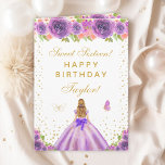 Purple Floral Blonde Hair Girl Sweet Sixteen Card<br><div class="desc">This elegant and glamourous sweet sixteen birthday card can be personalised with a name or title such as daughter, granddaughter, niece, friend etc. The design features a beautiful princess with blonde hair and fair skin in a purple ball gown. The text combines handwritten script and modern sans serif fonts for...</div>