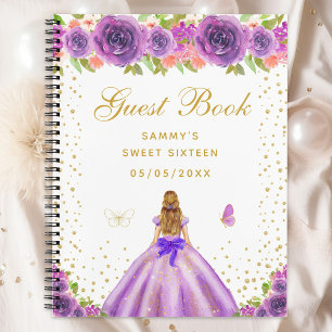 Purple Floral Blonde Hair Princess Sweet Sixteen Notebook