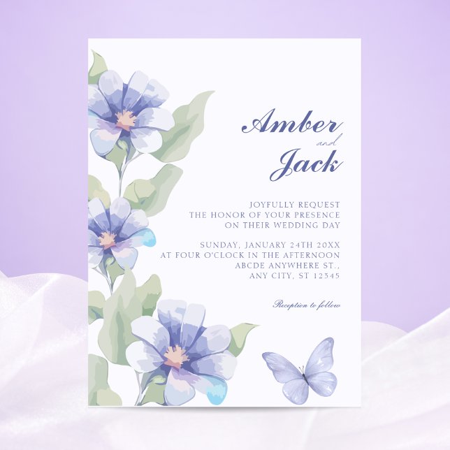Purple floral bloom wedding invitation (Creator Uploaded)