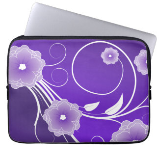 Purple Floral Blossoms & Swirls Laptop Sleeve