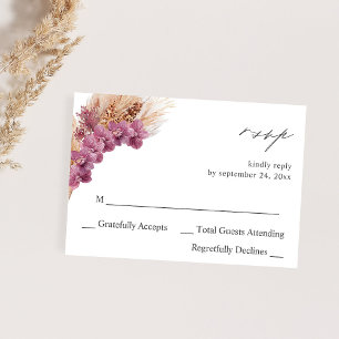 Purple Floral Boho no Meal RSVP Card
