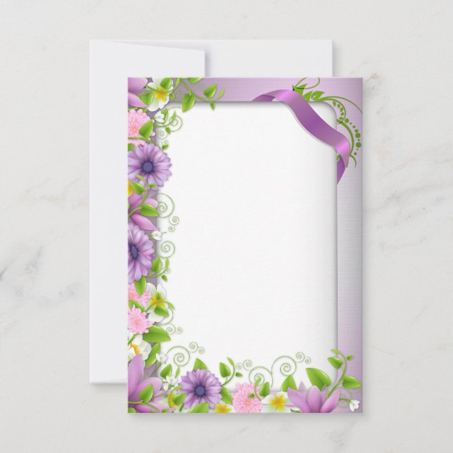 Purple Floral Border Invitation (Front)