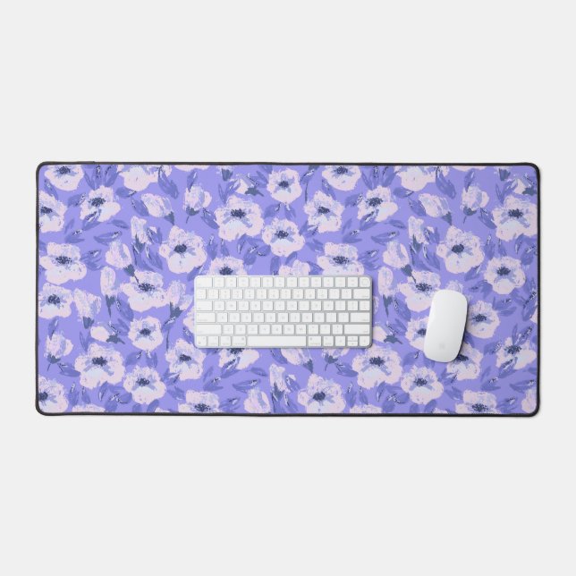Purple floral botanical aesthetic desk mat (Keyboard & Mouse)