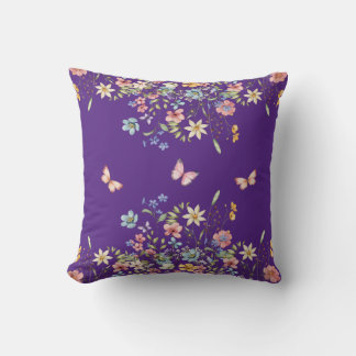 Purple Floral Botanical Cushion