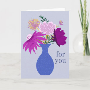 Purple Floral Bouquet For You Greeting Card