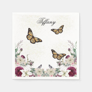 purple Floral bouquet in the blooming garden Napkin