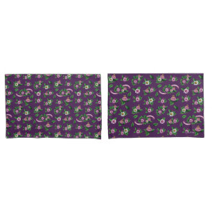 Purple Floral Bouquet Pattern Pillowcase