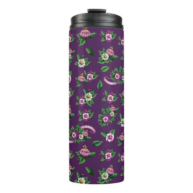 Purple Floral Bouquet Pattern Thermal Tumbler (Front)