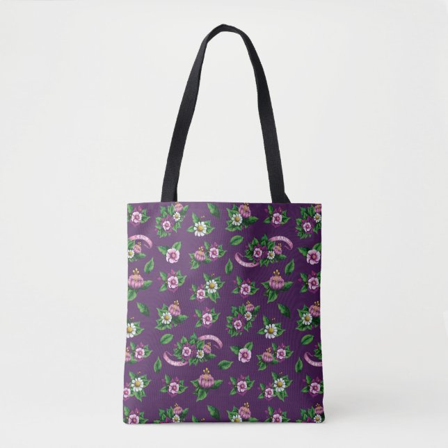 Purple Floral Bouquet Pattern Tote Bag (Front)