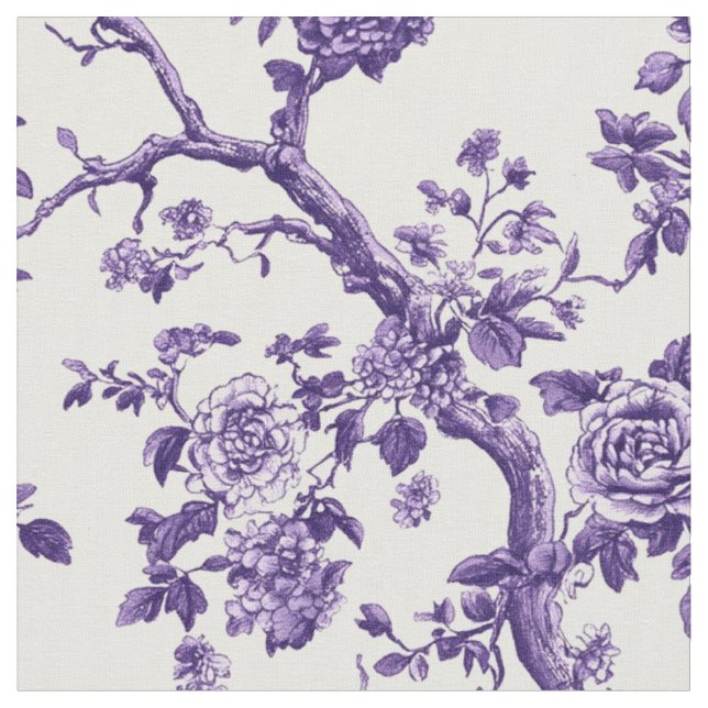 Purple Floral Branch Repeat Fabric (Close Up)
