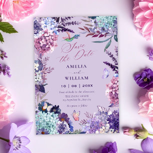 Purple floral branch save the date