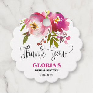 Purple Floral  Bridal Shower Favour Tags