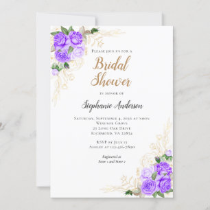 Purple Floral Bridal Shower Invitation