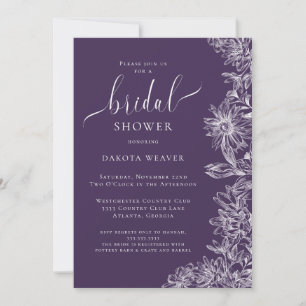 Purple Floral Bridal Shower Invitation