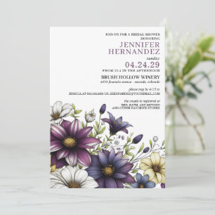 Purple Floral Bridal Shower Invitation