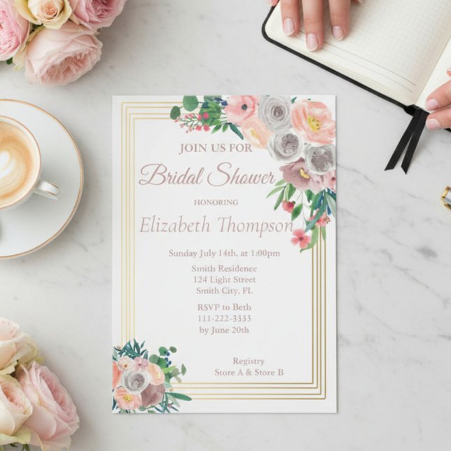 Purple Floral Bridal Shower Invitation (Creator Uploaded)