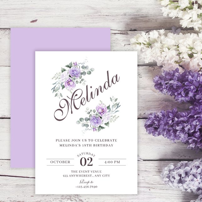 Purple floral bridal shower invitation (Creator Uploaded)
