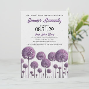 Purple Floral Bridal Shower  Invitation