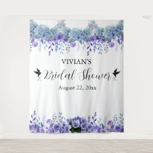 Purple Floral Bridal Shower Photo Booth Backdrop Tapestry